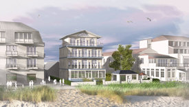 städtebauliche Visualisierung Niendorf/Ostsee: Einfügung der Rekonstruktion einer Strand-Villa
